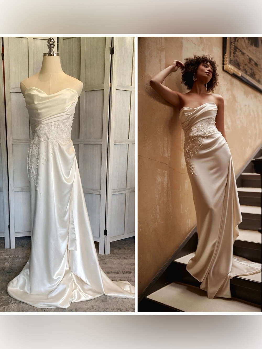 $7,529 Enaura New York Sophia Wedding Gown Silk Crepe Ivory Size Small